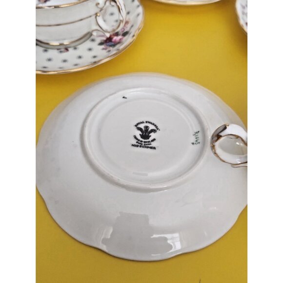 Swansea England Bone China  Two Handled Soup Bowls & Saucer sets(4)  Midsummer - Picture 15 of 15